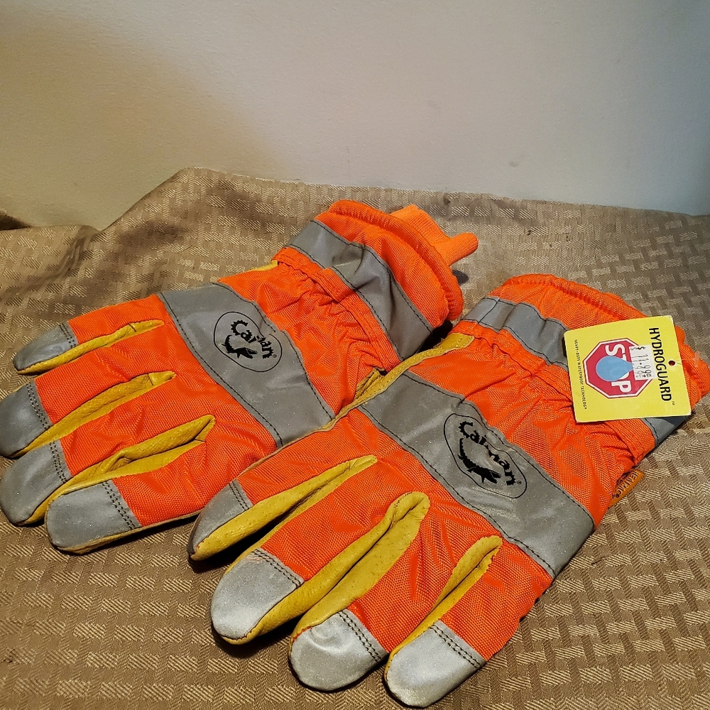Caiman Heatrac 200g Waterproof Heavy Duty HydroGuard Gloves Orange Hi-Vis. SZ XL